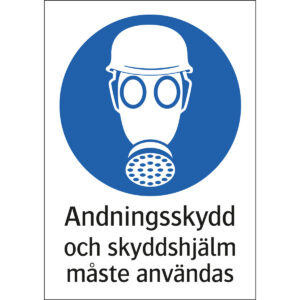 Andningsskydd och hjälm måste användas