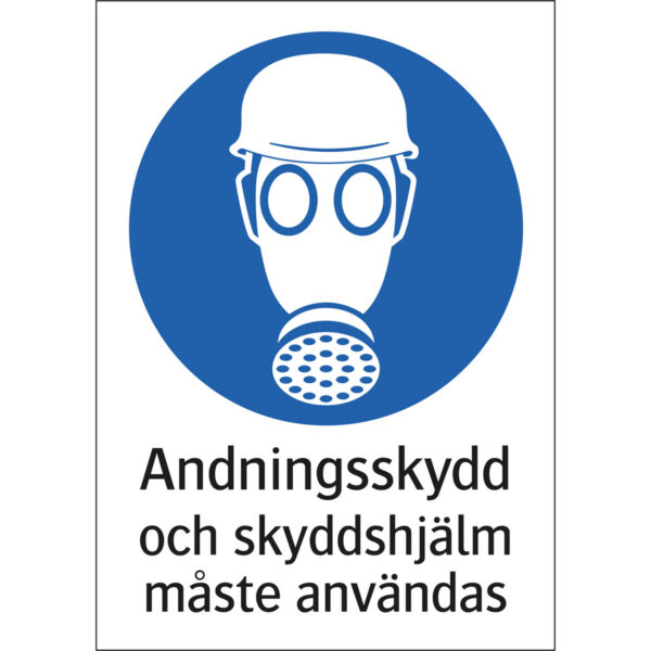 Andningsskydd och hjälm måste användas