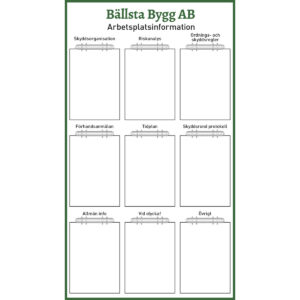 Arbetsplatstavla Bällsta Bygg