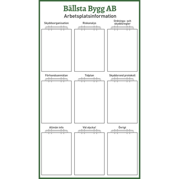 Arbetsplatstavla Bällsta Bygg