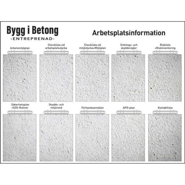 Arbetsplatstavla Bygg i Betong