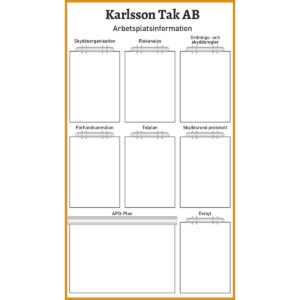 Arbetsplatstavla Karlsson Tak