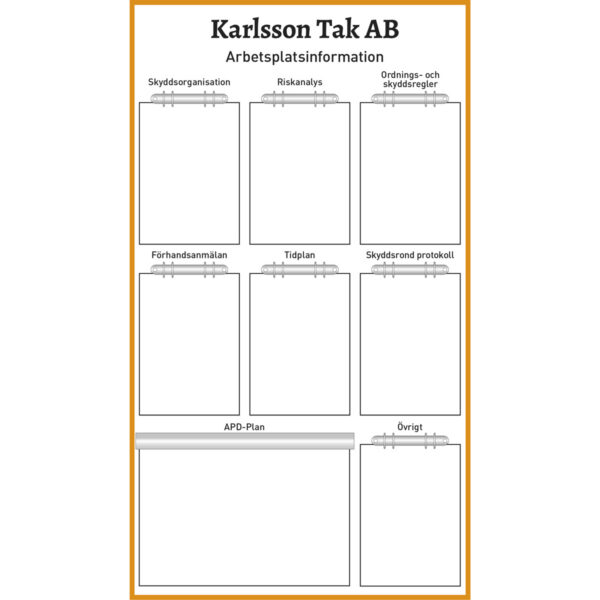 Arbetsplatstavla Karlsson Tak