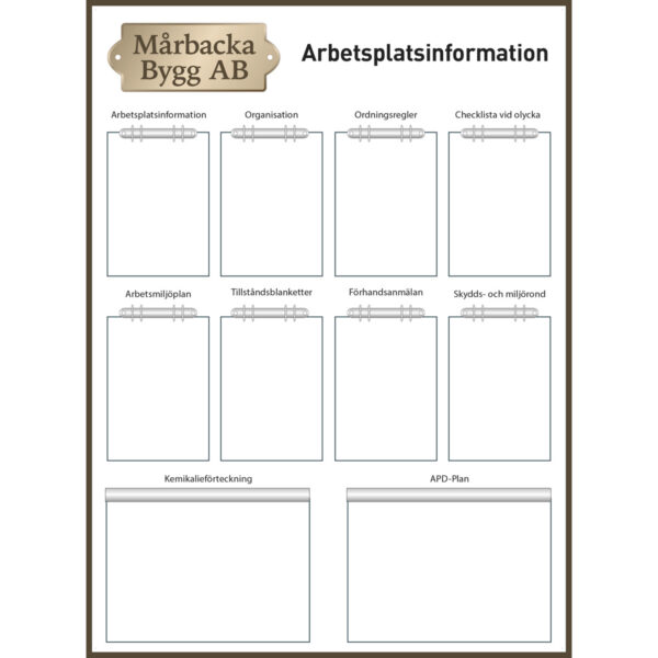 Arbetsplatstavla Mårbacka Bygg