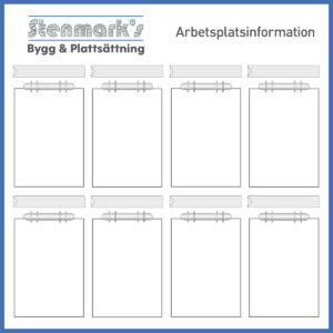 Arbetsplatstavla Stenmarks Bygg och Plattsättning
