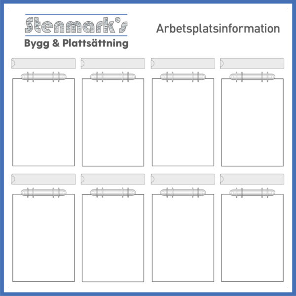 Arbetsplatstavla Stenmarks Bygg och Plattsättning