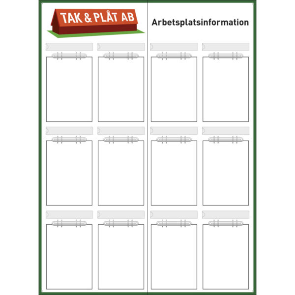 Arbetsplatstavla Tak och Plåt