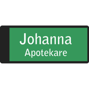 Namnbricka plastklämma Grön med vit text