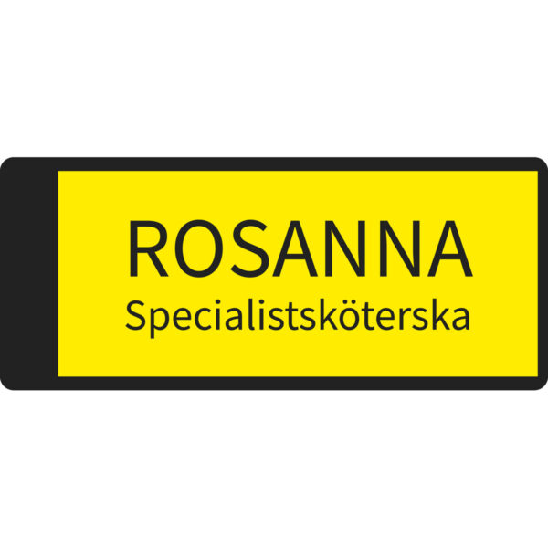 Namnbricka plastklämma Gul med svart text