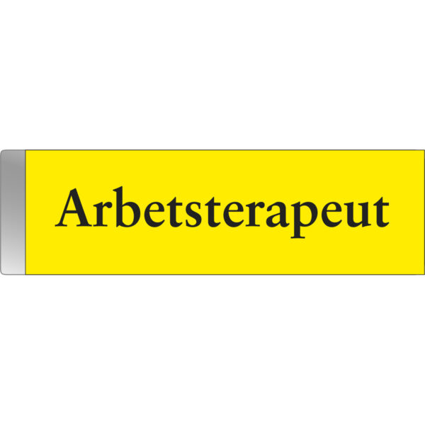 Namnbricka metallklämma Gul med svart text