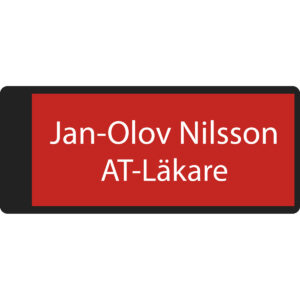 Namnbricka plastklämma Röd med vit text