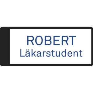 Namnbricka plastklämma Vit med blå text