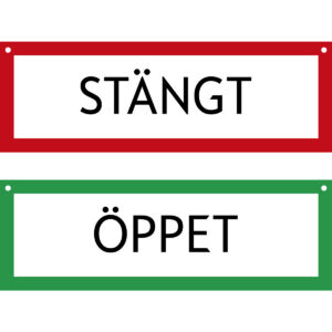 Dubbelsidig skylt för entrédörr