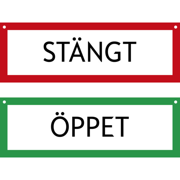 Dubbelsidig skylt för entrédörr
